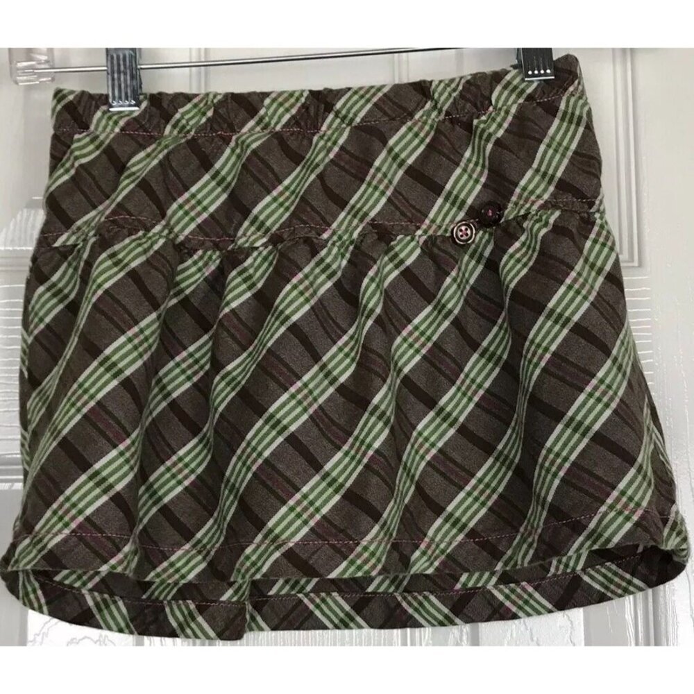 Faded Glory Girls Size 7 Above The Knee Plaid Skirt with Shorts Skort